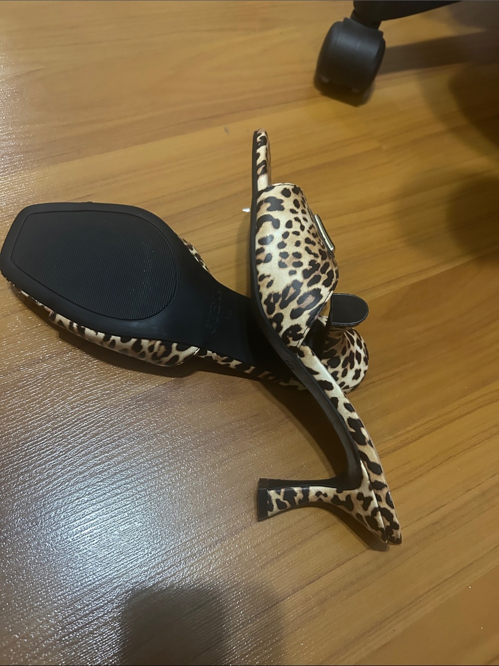GUESS Leopard-Print Slide Mules - Brown/Black/Cream - Picture 4 of 6